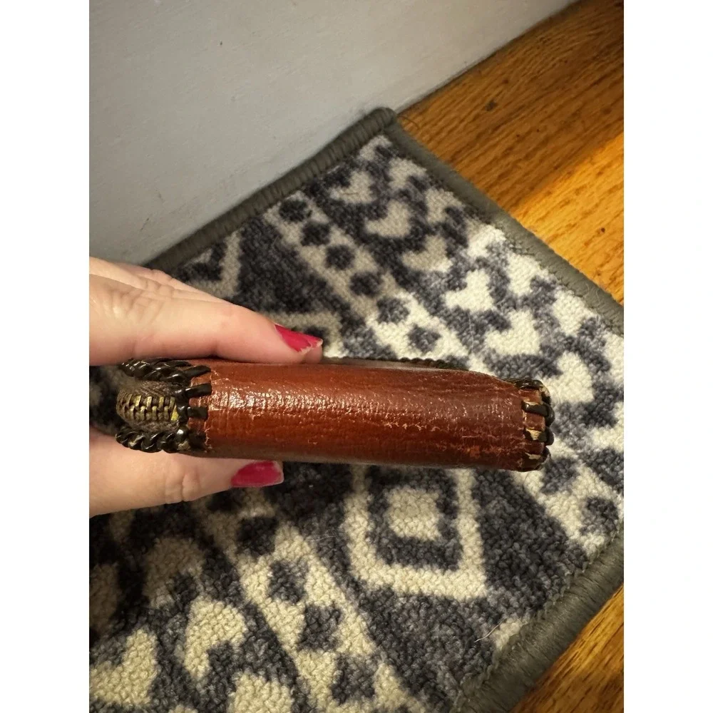 Vintage Brown Braided‎ Zip Wallet English Pigskin Unisex 50s/60s